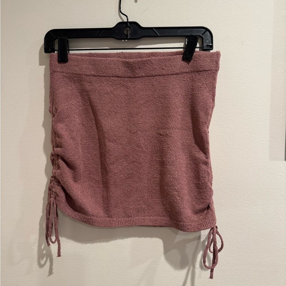 Free People XS Ruched Knit Mini Skirt - Mauve Pink